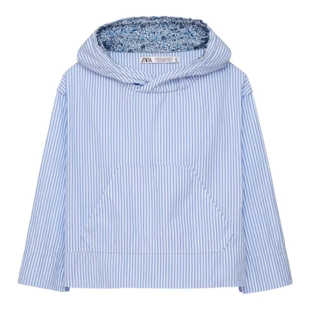 ZARA Kids | Blue/White | STRIPED HOODIE SHIRT LIMITED EDITION - Picture 2 of 6